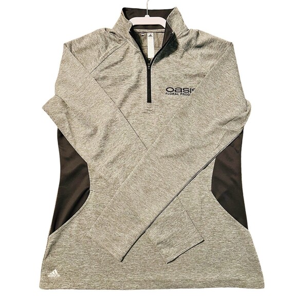 ADIDAS Women's 1/4 Zip Shirt Long Sleeve Gray Black Performance Pullover Size L - Picture 10 of 11